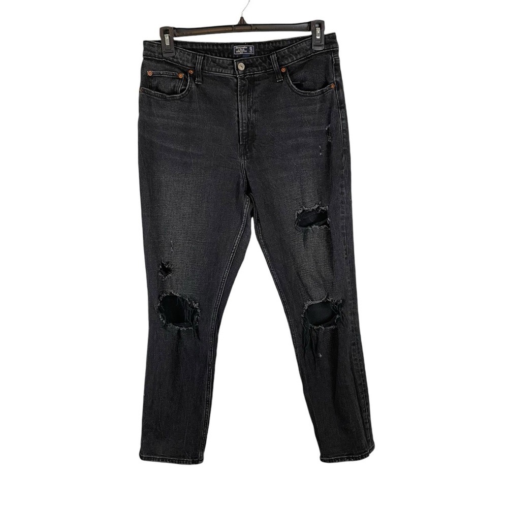 Abercrombie & Fitch Black/Grey Simone High Rise Slim Distressed Jeans size 14